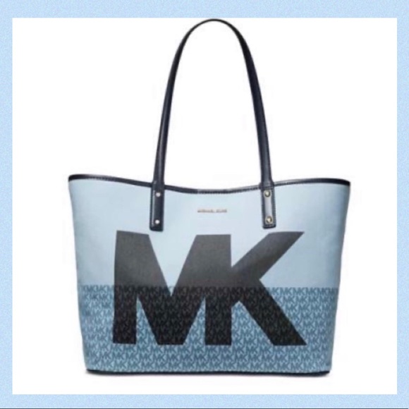 Michael Kors Handbags - MICHAEL KORS LOGO OVERSIZED BLUE DENIUM TOTE BAG
